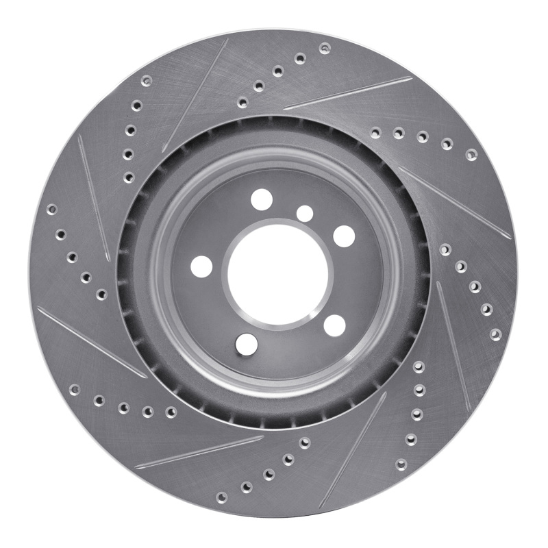 Land Rover Range Rover Brake Rotor (1) - Front Right - R1 Concepts - Drilled & Slotted - Silver - `06-`12